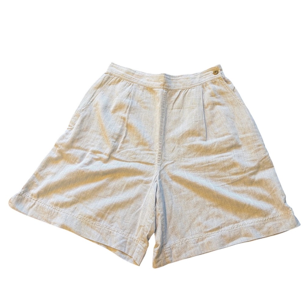 White Stag Vintage High Waisted Seersucker Striped Shorts Blue White Cotton 12